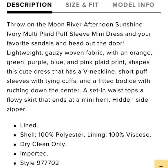 Lulu's Afternoon Sunshine Ivory Plaid-Small - NWT - Picture 5 of 5